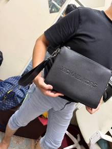 Michael Kors Black Leather Wristlet Clutch Bag