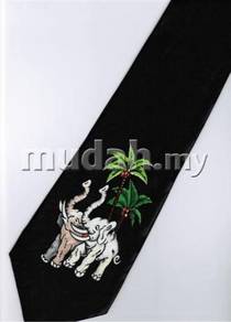 Elephant Mammal Animal Coconut Tree Fancy Neck Tie