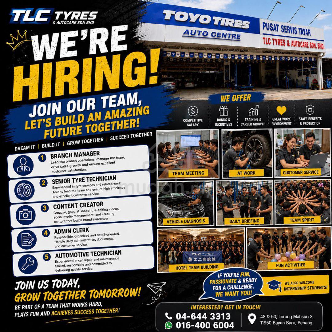 jobs in TLC TYRES& AUTOCARE SDN BHD