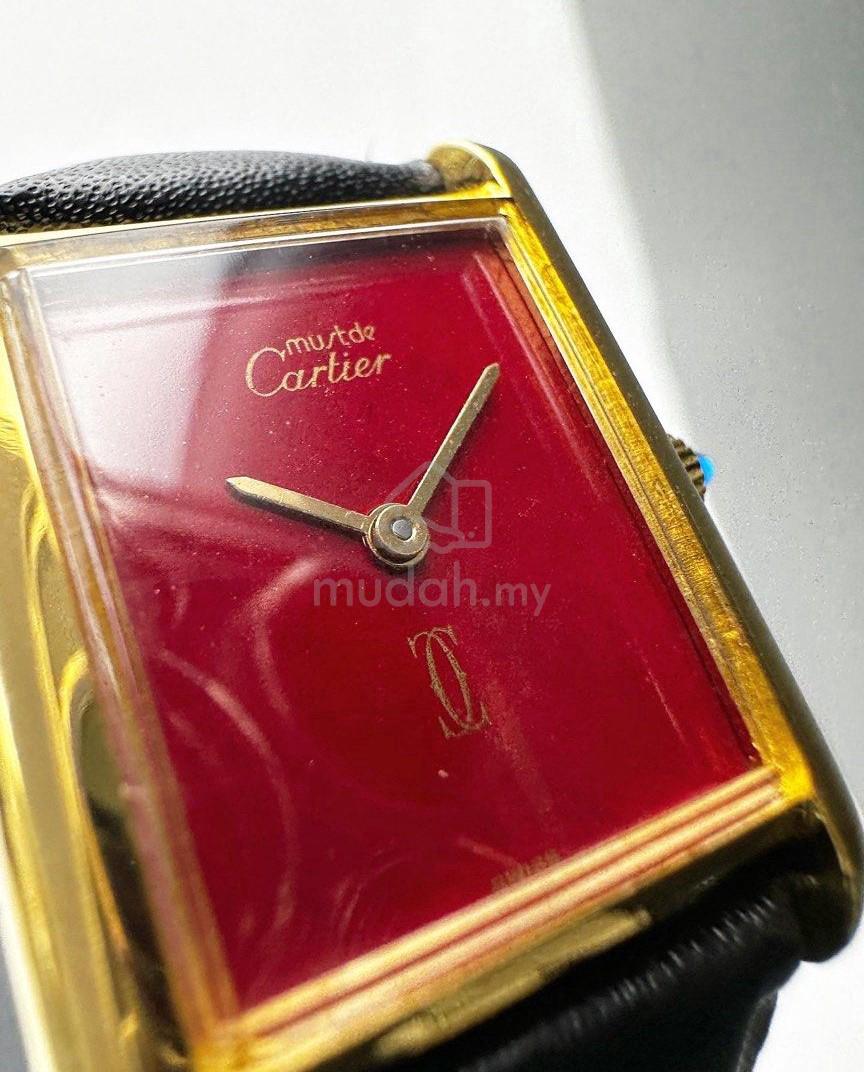 23x30mm Cartier Tank Burgundy Red Dial Manual Wind Watches Fashion Accessories for sale in Old Klang Road Kuala Lumpur