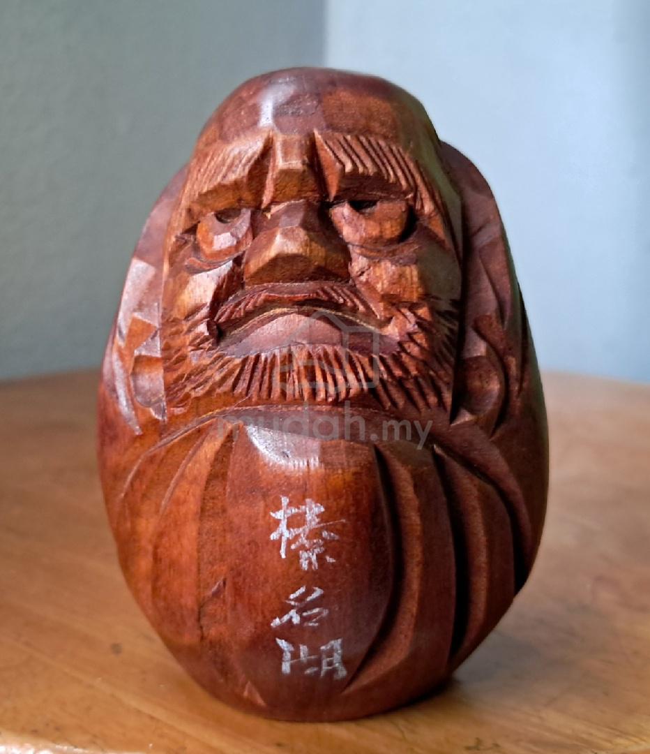Vintage Japanese Daruma Doll - Hand-carved wood - - Hobby