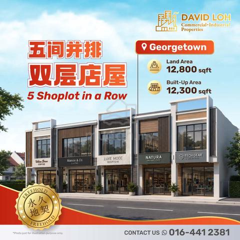 Georgetown, Penang – [5 Units In A Row] Double Storey Shoplot For Sale 1