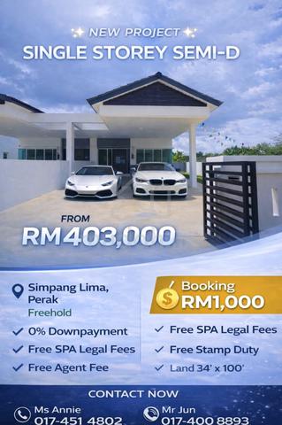 Full Loan_Freehold_1 Storey Semi D at Parit Buntar near Hospital Baru 1