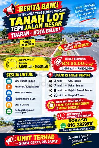TANAH LOT UNTUK DIJUAL , Tanjung Labuaya, Tuaran, JLN BESAR TUARAN 1
