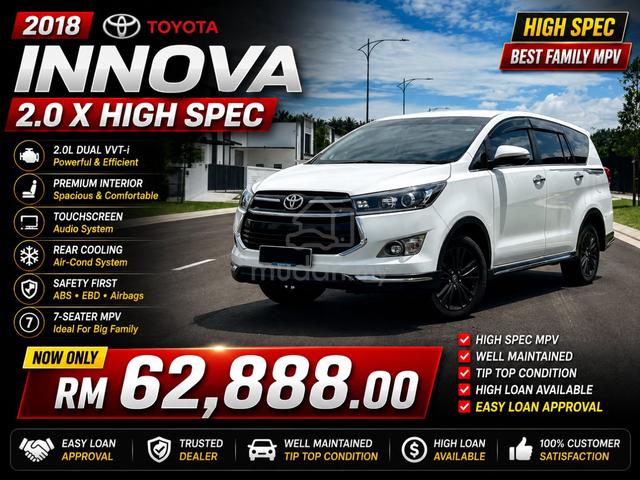 -2018 Toyota INNOVA 2.0 X HIGH SPEC MPV (A) F/LOAN - 1