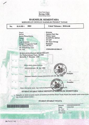 Kampung Kepas Pasir Mas, Kelantan. Residential. Freehold Land For Sale 1