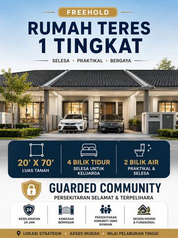 Single Storey Freehold 4 Bilik 2 Tandas| Siap Guard Full Loan 1