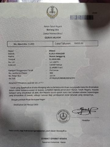 tanah pertanian kampung rambai tujuh Kuala Kangsar Perak 1
