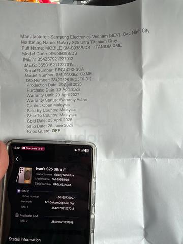 Samsung S25 Ultra 512GB（Under Warranty April 2027 - photo 4 of 5