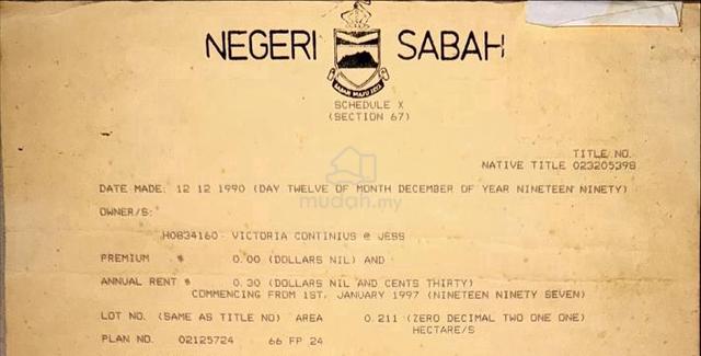 Tanah depan jalan besar, NT 0.52 acre|Papar|Kota kinabalu|Land 1