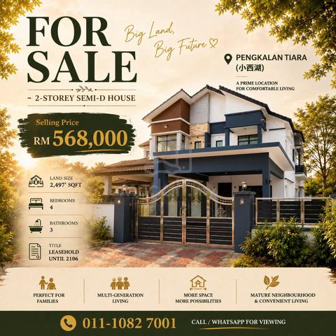 2-storey Semi-D @ Pengkalan Tiara | 2497 sqft Big Land | Near to Aeon 1