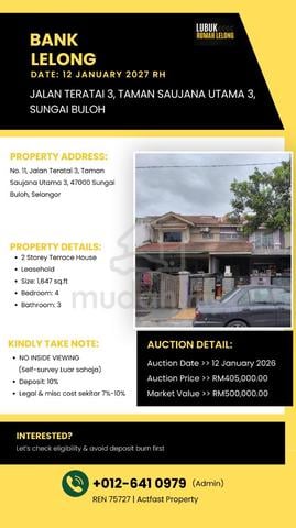 Paling Murah Terrace 2 Tingkat Di Sungai Buloh 4 Bilik Depo 10% 1