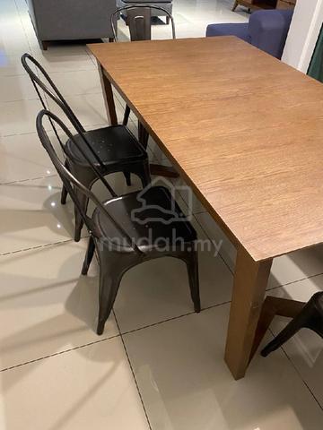 meja makan solid wood + bench - photo 3 of 6