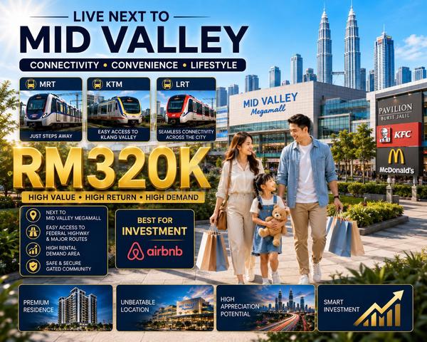 NEXT TO MRT LRT ! [ Airbnb Team Cover ] 1st Home 2 R Dualkey Midvalley 1