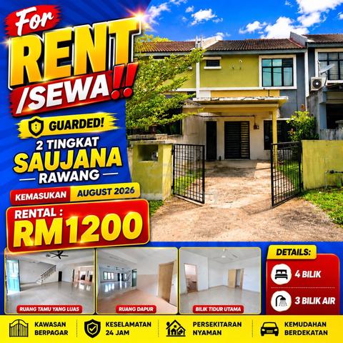 RENT/SEWA‼️2 Tingkat Saujana Rawang - GUARDED AREA‼️ 1