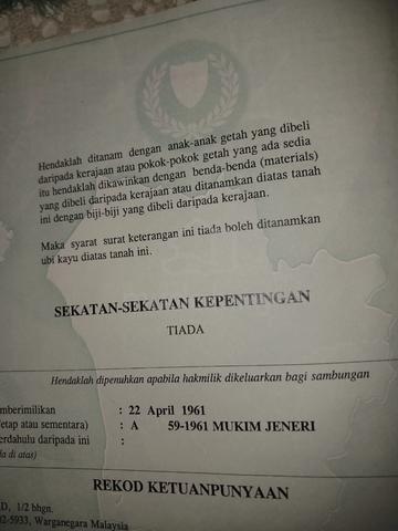 Tanah Kebun Getah untuk Dijual (Segera) 1