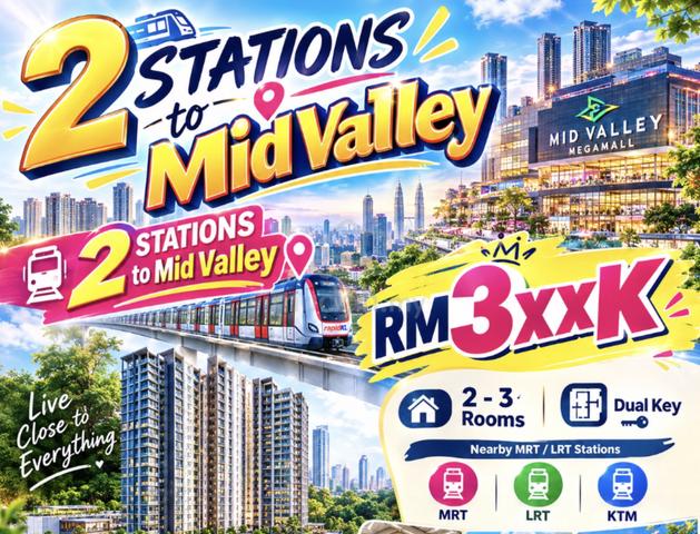 TRX/KLCC View【 LRT/MRT Sungai Besi - 2 stations to KL Sentral 】2 Rooms Dual Key 1