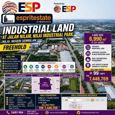 FREEHOLD INDUSTRY LAND at NILAI INDUSTRIAL PARK, JALAN Nilam, NILAI N9 1