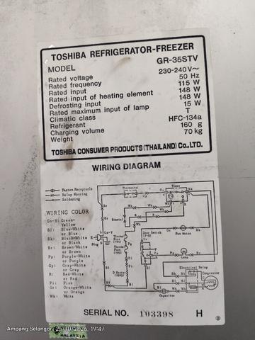 Peti sejuk Toshiba 3 pintu (tak sejuk) - photo 3 of 3