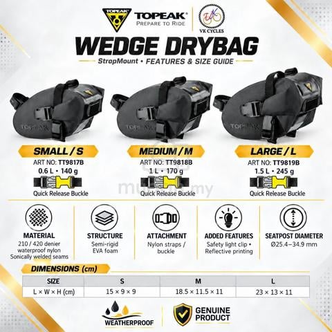 TOPEAK Wedge Drybag Waterproof Bicycle Saddle Bag - photo 2 of 5