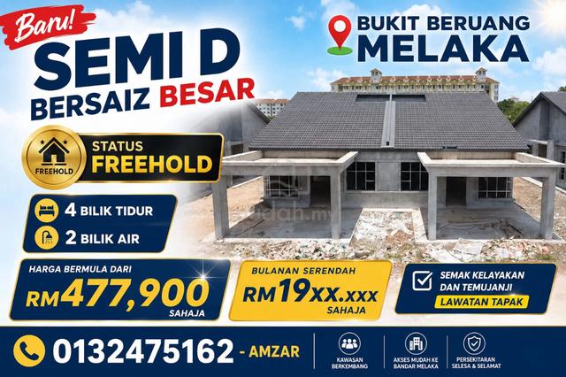 Semi D Bersaiz Besar di Bukit Beruang, Melaka 1