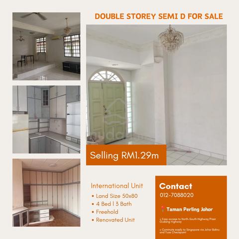Double Storey Semi Detached House For Sale@Taman Perling Johor Bahru 1