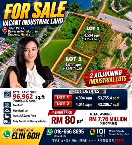 Melaka Krubong Freehold Industrial Land 2.22 Acres 2 Lots 1