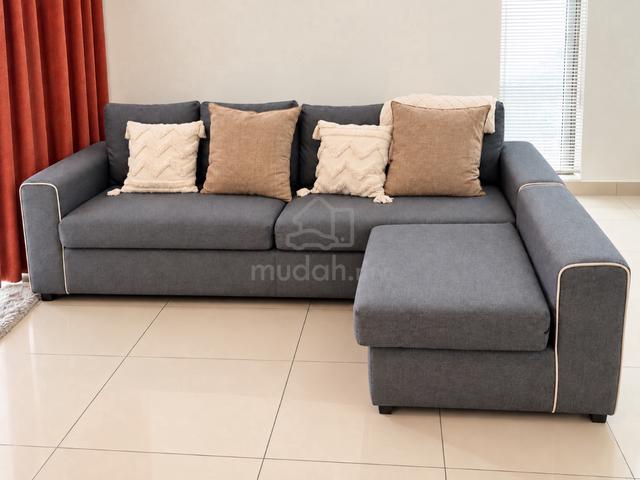 Modern dark grey L-shape fabric sofa - photo 2 of 2