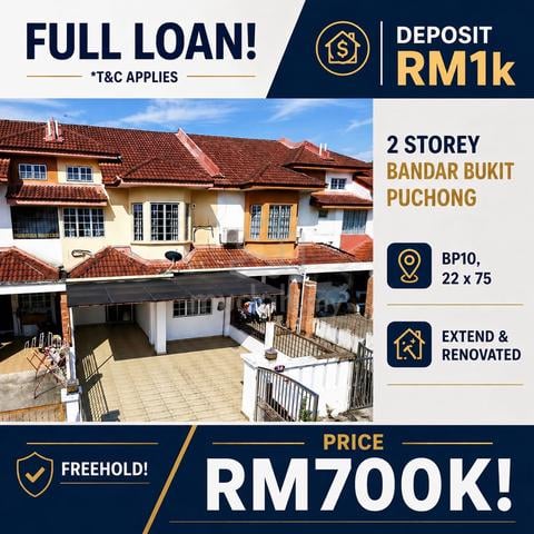 Fullloan 2 storey bukit puchong diskaun 100k booking 1k 1