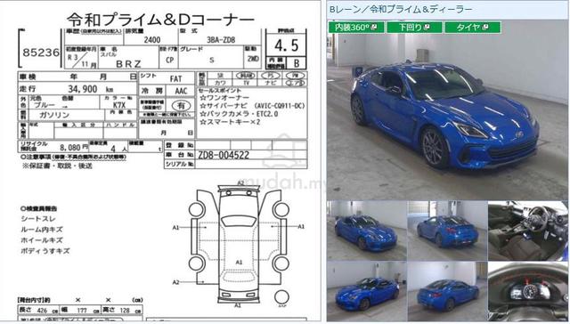 2021 Subaru BRZ 2.4 R (A) ZD8 Grade 4.5B Ready Stk - 2