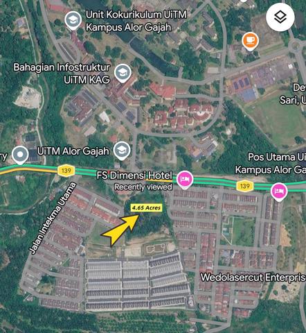 Freehold Alor Gajah Land Facing main road and opposite UITM main gate 1