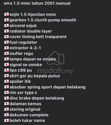 2001 Proton WIRA 1.5 mmc injection - 2