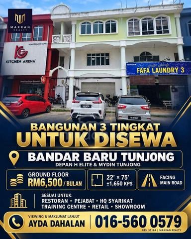 (Tunjong,Kota Bharu)Bangunan 3 Tingkat Untuk Di Sewa Lokasi Berkembang 1