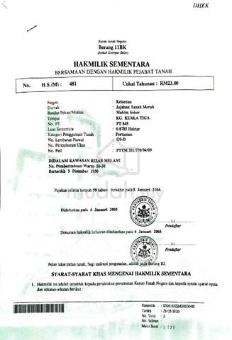 Tanah Pertanian Untuk Dijual - Mukim Sokor, Tanah Merah KEL 1