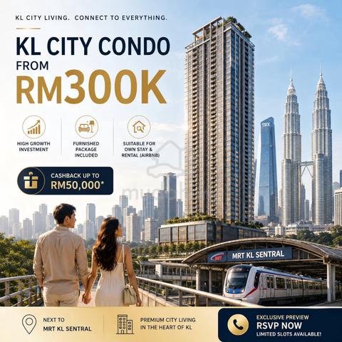 1 Stop to KL Sentral ! 1st Home @ KTM LRT | 3 R @ Near to Midvalley 1