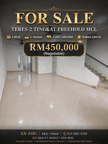 FREEHOLD BUMILOT TERES 2 TINGKAT |ONE KRUBONG MELAKA |Below MV 1