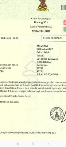 Agricultural LAND FOR SALE AT TELOK PANGLIMA GARANG SELANGOR 1
