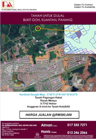 Tanah Untuk Dijual @ Bukit Goh, Kuantan Pahang 1