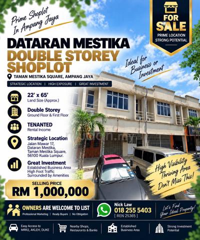 Dataran Mestika Double Storey Shoplot AMPANG JAYA 22X65 🔥MUST VIEW ✅ 1