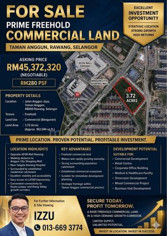 PRIME FREEHOLD COMMERCIAL LAND Taman Anggun, Rawang, Selangor 1