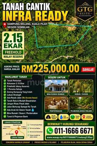 Tanah Cantik 2.15 Ekar๐ฅInfra Ready Pokok Durian๐ฅMelang Kuala pilah 1
