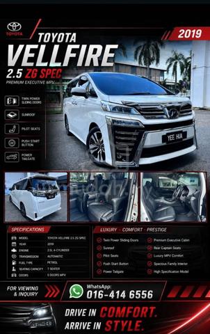 2019 Toyota VELLFIRE 2.5 (A) ZG Pilot seats - 1