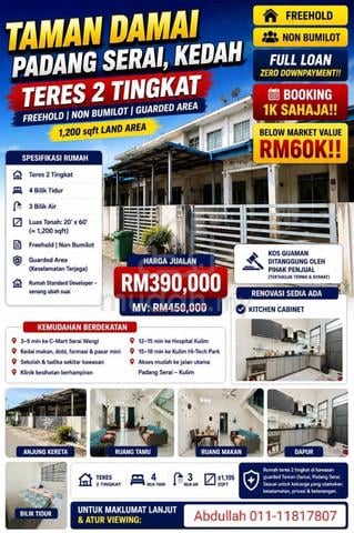 GUARDED‼️FREE GUAMAN😍Aes 2 Tingkat, Taman Damai, Padang Serai. 1