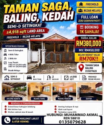 SemiD Tanah Punya Luass di Baling 1