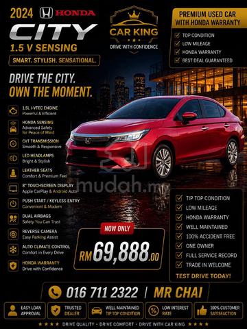-2024 Honda CITY 1.5 V SENSING (A) Car King F/Loan - 1