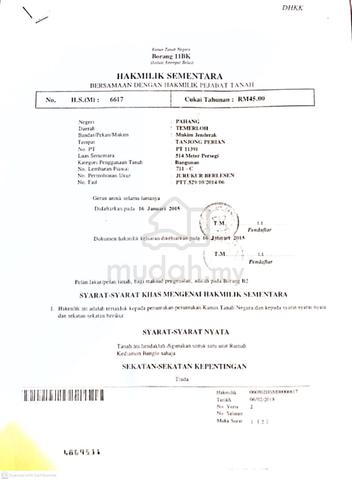 Lot Banglo di Rumpun Makmur, Kuala Krau 1