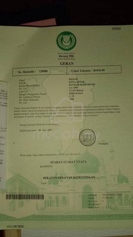 Tanah untuk Dijual. Lokasi strategik didalam kawasan Bandar Alor Setar 1