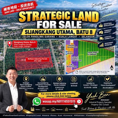 STRATEGIC LAND FOR SALE 📍 Sijangkang Utama, Batu 8 Telok Panglima Ga 1