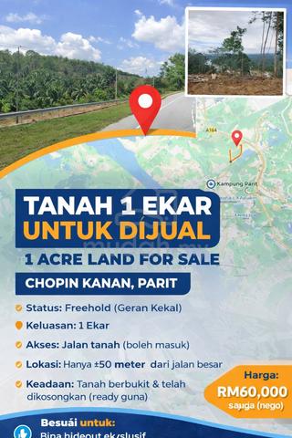 Tanah bukit 1 ekar cantik utk dijual. Sesuai utk berkebun. 1