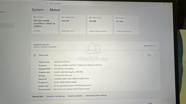 USED ASUS ZENBOOK DUO UX482EAR Intel i7-1195G7 1 - photo 4 of 4